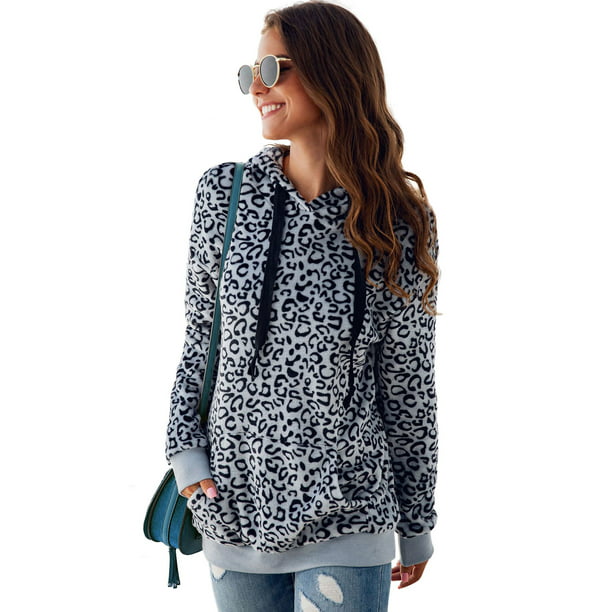 Womens Cute Sweatshirt Long Sleeve Breathable Pullover with Animal Print Spring Casual Top 